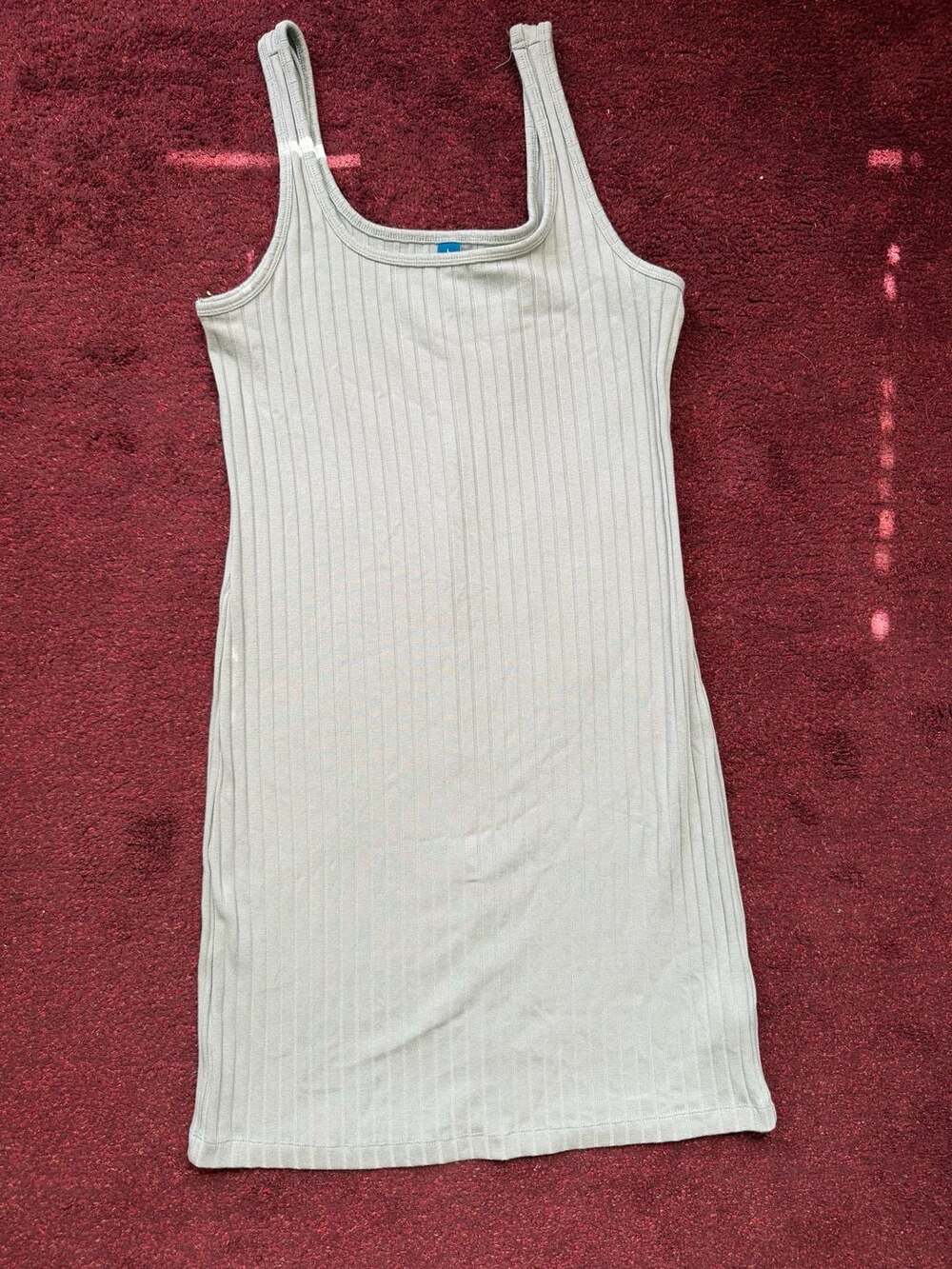 Old Navy Gray Ribbed Knit Square Neck Sleeveless Stretch Bodycon dress